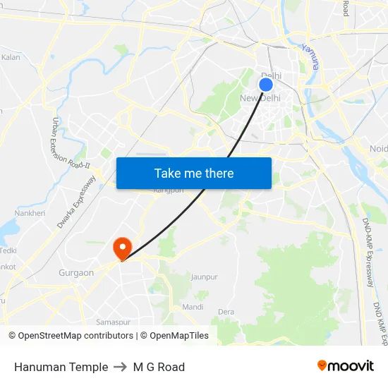 Hanuman Temple to M G Road map