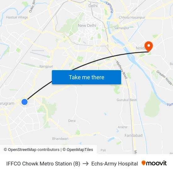 IFFCO Chowk Metro Station (B) to Echs-Army Hospital map