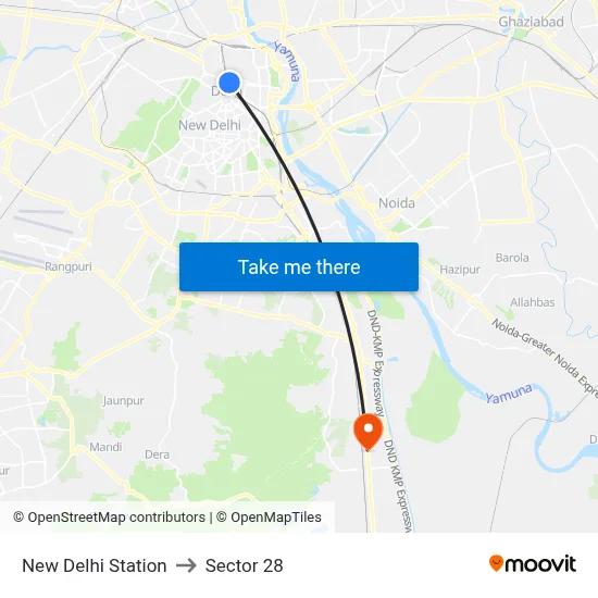 New Delhi Station to Sector 28 map