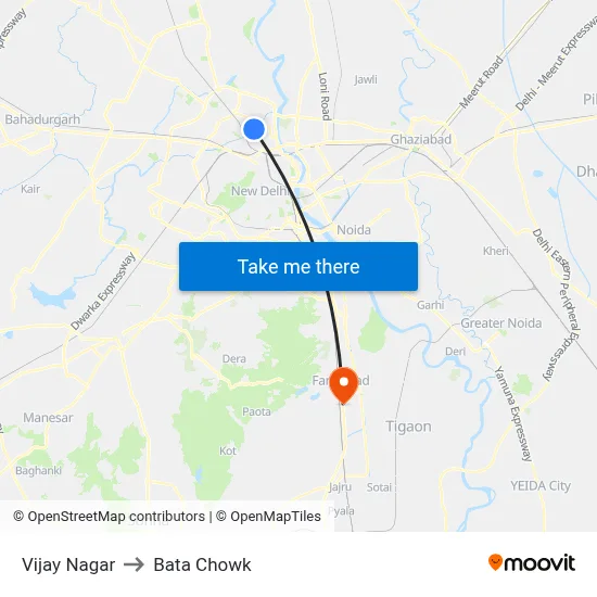 Vijay Nagar to Bata Chowk map