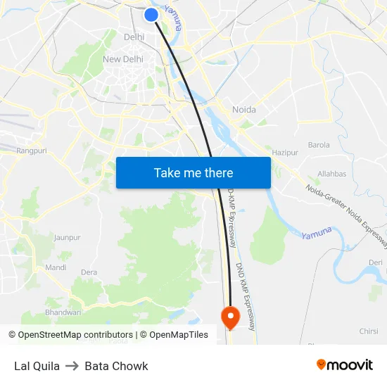 Lal Quila to Bata Chowk map