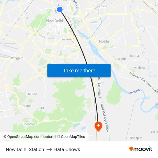 New Delhi Station to Bata Chowk map
