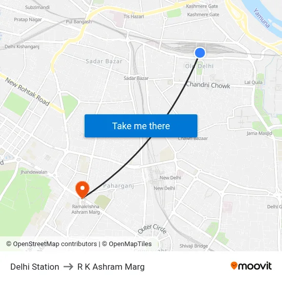 Delhi Station to R K Ashram Marg map