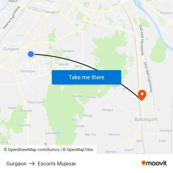 Gurgaon to Escorts Mujesar map