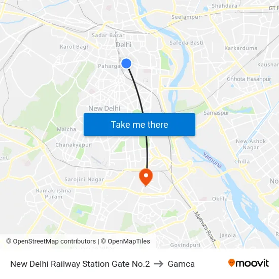 New Delhi Railway Station Gate No.2 to Gamca map