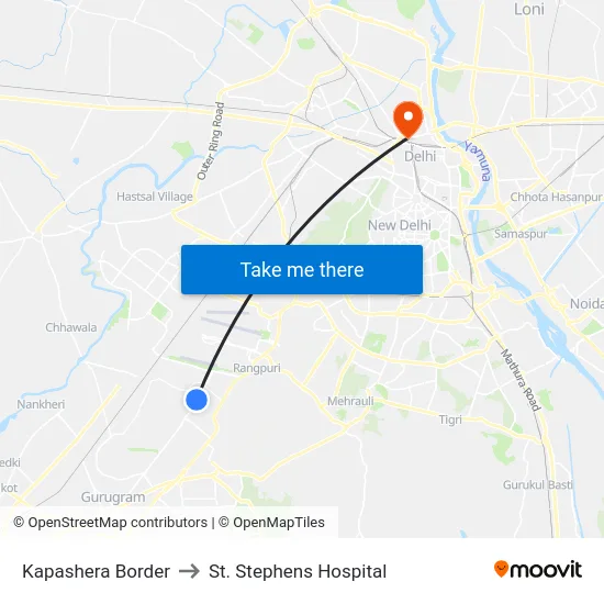 Kapashera Border to St. Stephens Hospital map