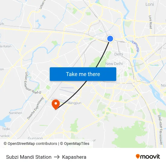 Subzi Mandi Station to Kapashera map