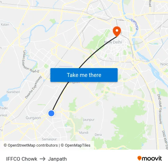 Iffco Chowk to Janpath map