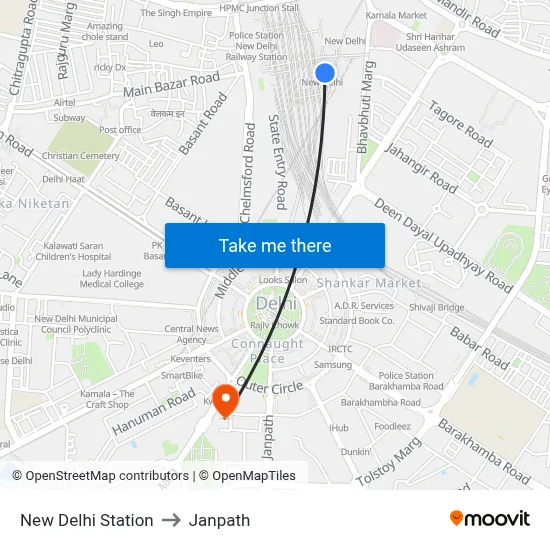 New Delhi Station to Janpath map