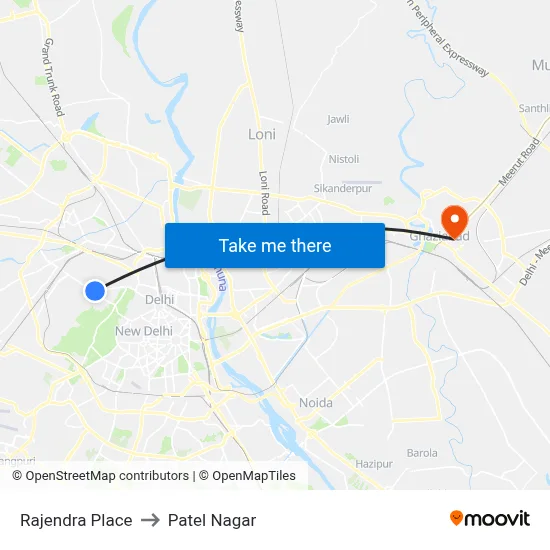Rajendra Place to Patel Nagar map