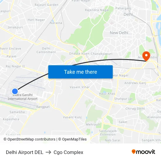 Delhi Airport DEL to Cgo Complex map