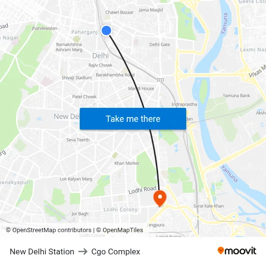 New Delhi Station to Cgo Complex map