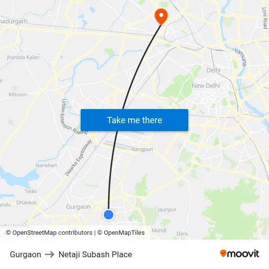 Gurgaon to Netaji Subash Place map