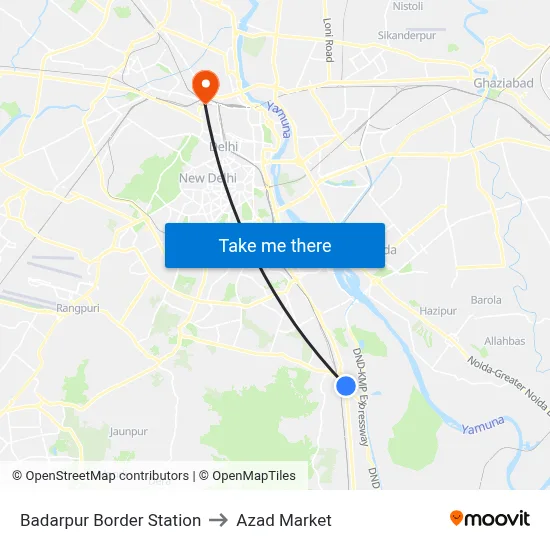 Badarpur Border Station to Azad Market map