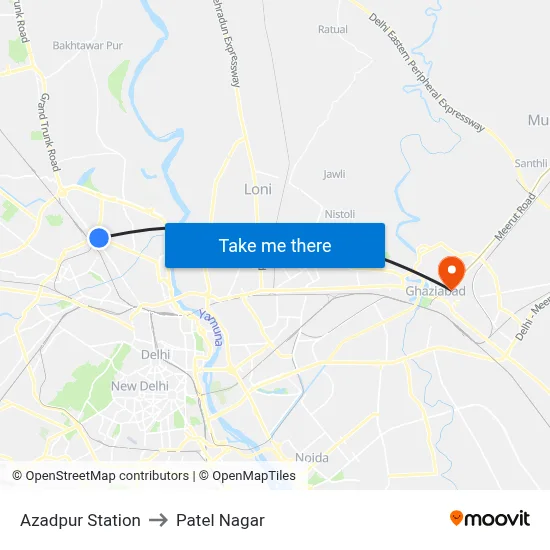 Azadpur Station to Patel Nagar map