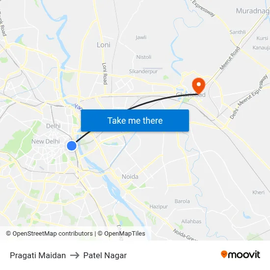Pragati Maidan to Patel Nagar map