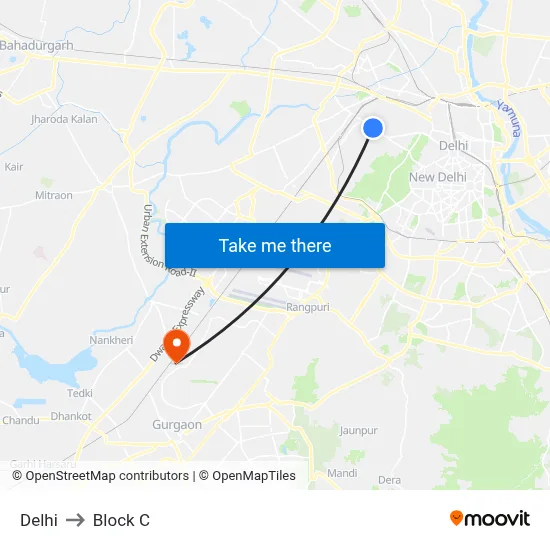 Delhi to Block C map