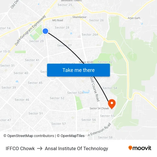 IFFCO Chowk to Ansal Institute Of Technology map