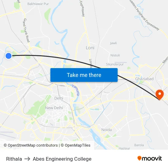 Rithala to Abes Engineering College map