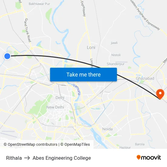 Rithala to Abes Engineering College map