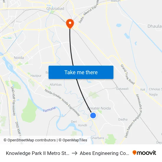 Knowledge Park II Metro Station to Abes Engineering College map