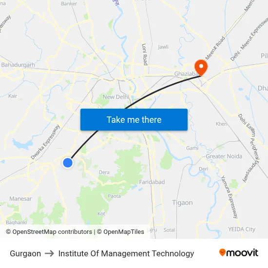 Gurgaon to Institute Of Management Technology map