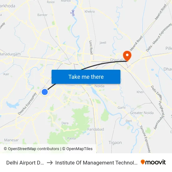 Delhi Airport DEL to Institute Of Management Technology map
