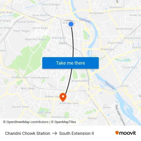 Chandni Chowk Station to South Extension II map