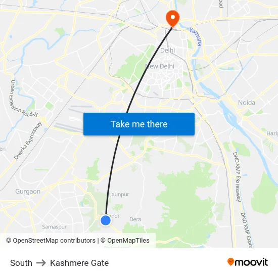 South to Kashmere Gate map