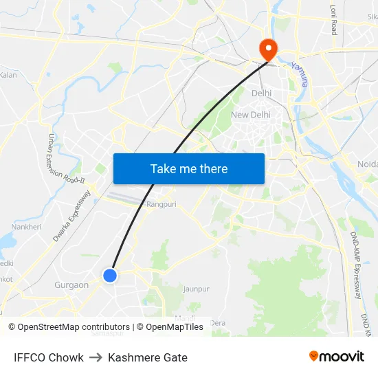 IFFCO Chowk to Kashmere Gate map