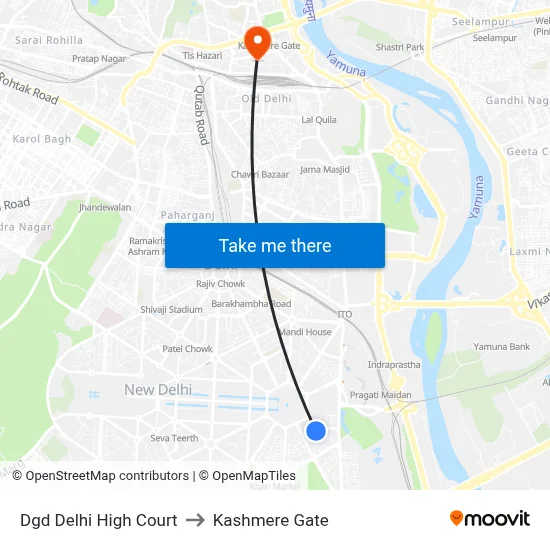 Dgd Delhi High Court to Kashmere Gate map