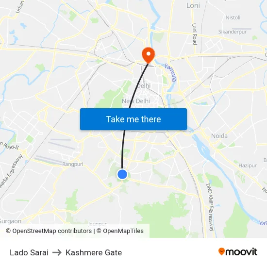 Lado Sarai to Kashmere Gate map