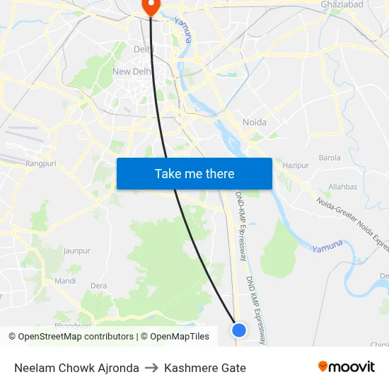 Neelam Chowk Ajronda to Kashmere Gate map
