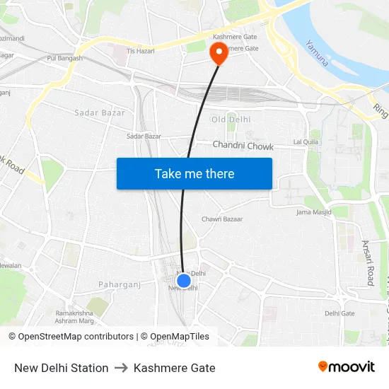 New Delhi Station to Kashmere Gate map
