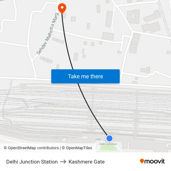 Delhi Junction Station to Kashmere Gate map