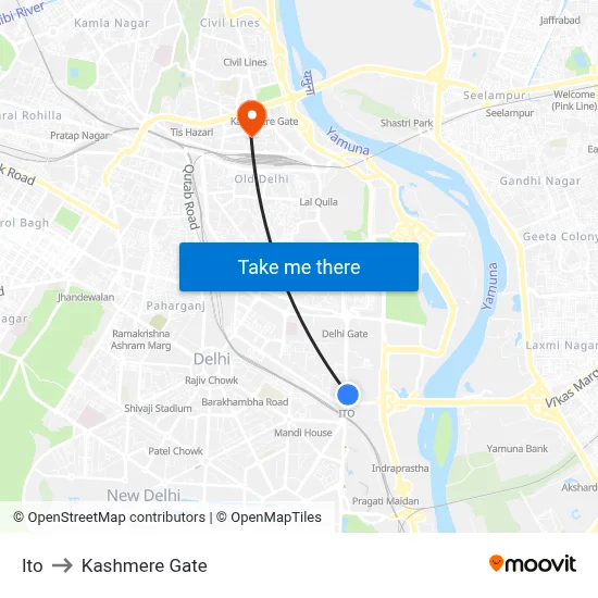 Ito to Kashmere Gate map