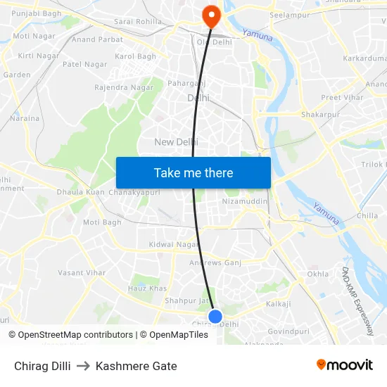 Chirag Dilli to Kashmere Gate map