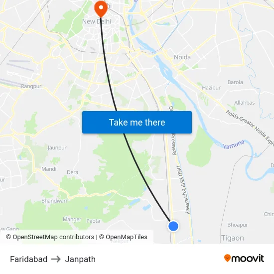 फरीदाबाद to जनपथ map