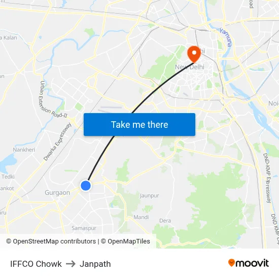 IFFCO Chowk to Janpath map