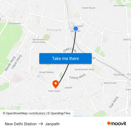 New Delhi Station to Janpath map