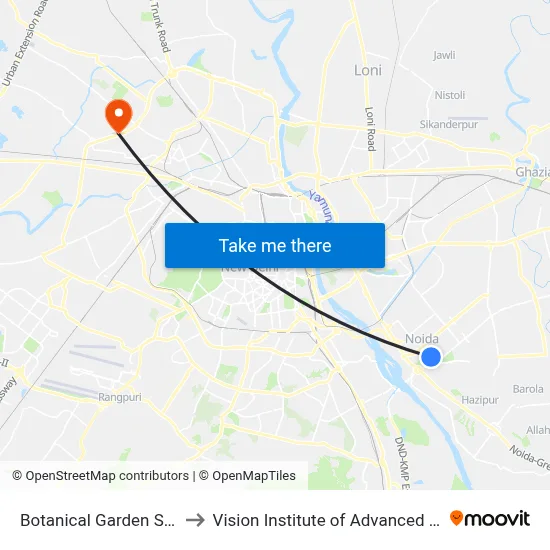 Botanical Garden Station to Vision Institute of Advanced Studies map