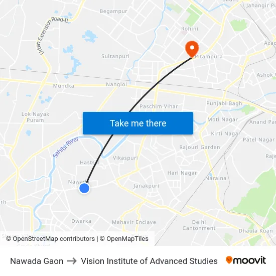 Nawada Gaon to Vision Institute of Advanced Studies map