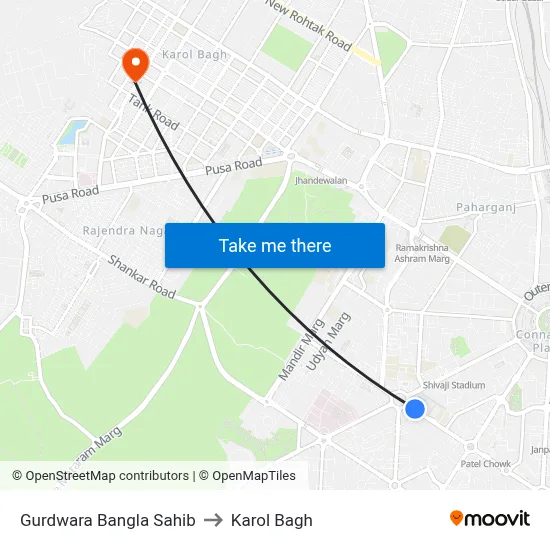 Gurdwara Bangla Sahib to Karol Bagh map