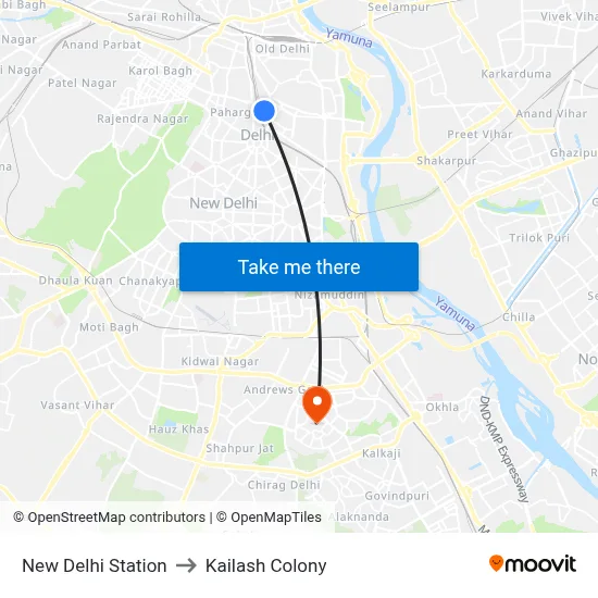 New Delhi Station to Kailash Colony map