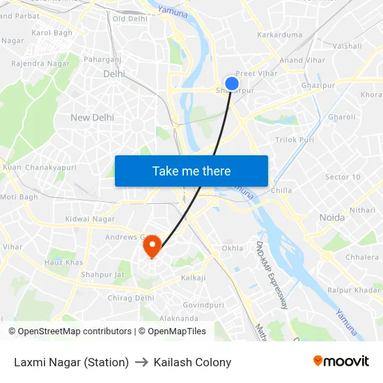 Laxmi Nagar (Station) to Kailash Colony map