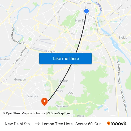 New Delhi Station to Lemon Tree Hotel, Sector 60, Gurugram map