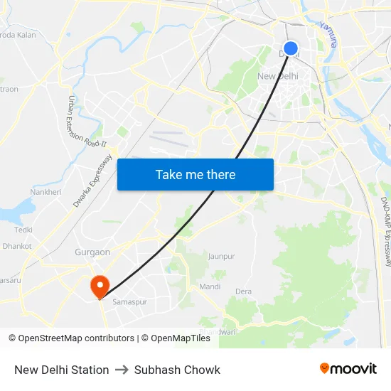 New Delhi Station to Subhash Chowk map