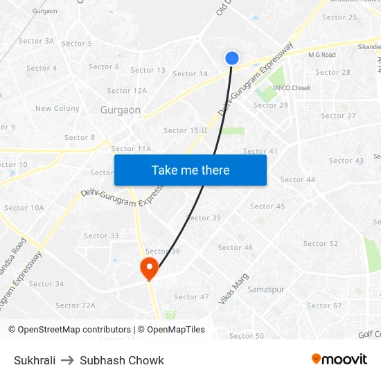 Sukhrali to Subhash Chowk map