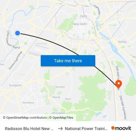 Radisson Blu Hotel New Delhi Dwarka to National Power Training Institute map