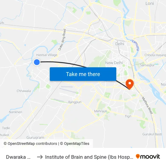 Dwaraka Mor to Institute of Brain and Spine (Ibs Hospital) map